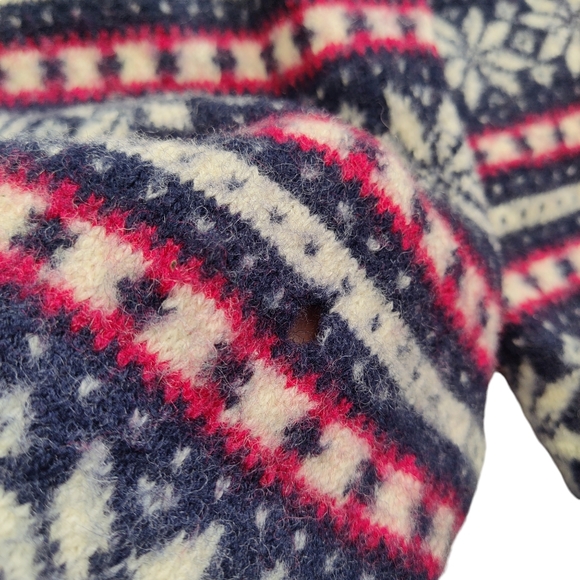Pendleton Fair Isle Snowflake Virgin Wool Cardigan USA Made‎ Shrunken Sweater ** - Picture 8 of 12